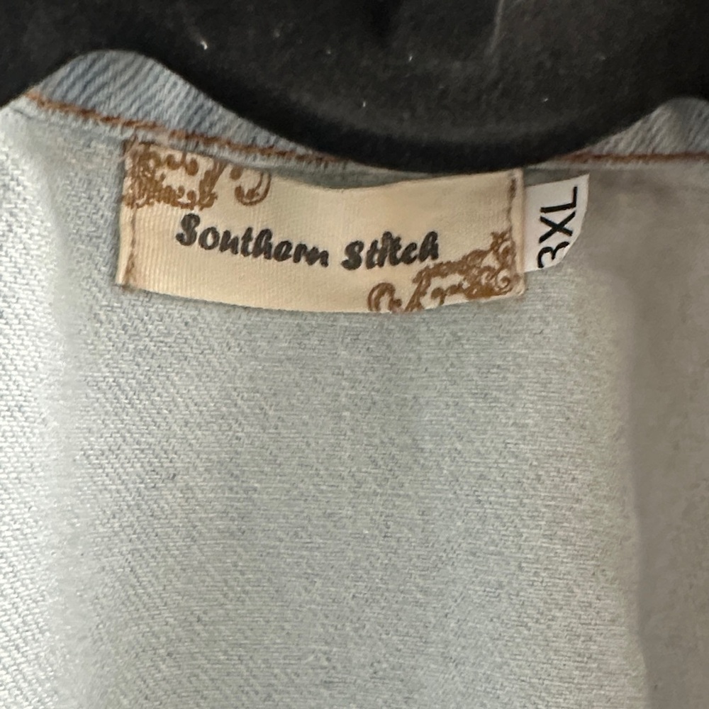 Southern Stitch Denim Jacket with Vibrant Tie-Dye Sleeves - Picture 2 of 8